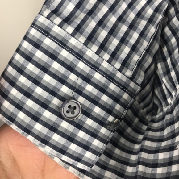 Theory Zack PS Button Down Plaid Shirt Gray & Black Size Medium - Picture 7 of 8